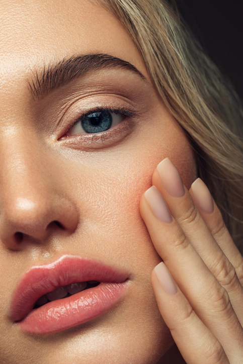 portrait of young girl with beautiful skin and make up